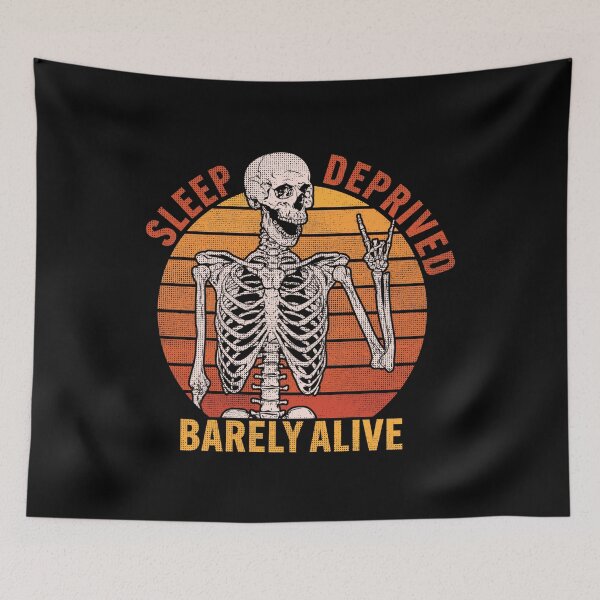 Item preview, Sleep Deprived Barely Alive Skull Funny Quote Vintage designed and sold by YerrouDesing.
