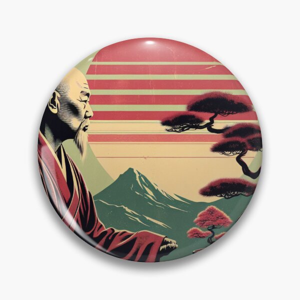 Item preview, Vintage Retro Shinto Japanese Buddhist Monk In Nature Print designed and sold by HippieFarms11.