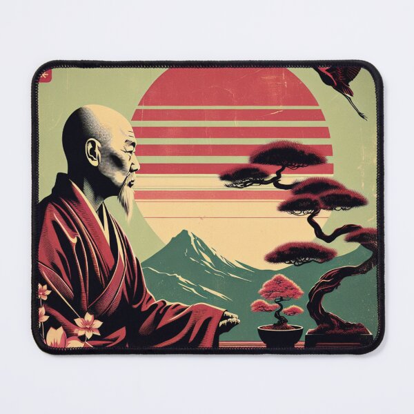 Item preview, Vintage Retro Shinto Japanese Buddhist Monk In Nature Print designed and sold by HippieFarms11.