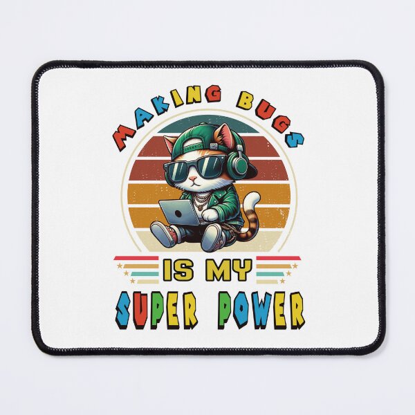 Item preview, Rock Tabby Cat with headphones: Making bugs is my super power designed and sold by perfect-radius.