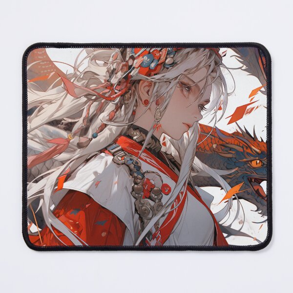 Item preview, White Haired Dragon Guardian Anime Girl designed and sold by bubblegoth.