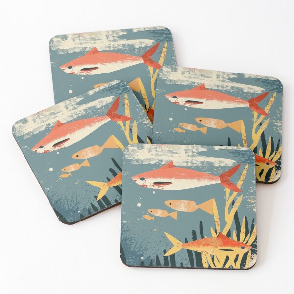 Item preview, Retro sharks with small fish  designed and sold by Wildflow Creations.