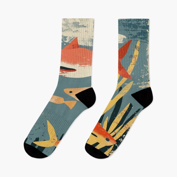 Item preview, Retro sharks with small fish  designed and sold by Wildflow Creations.