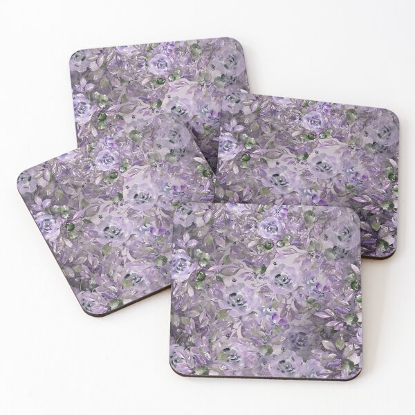 Item preview, Purple Flowers Green Plants Dark Background  designed and sold by Asmaa Abdul-Azim.