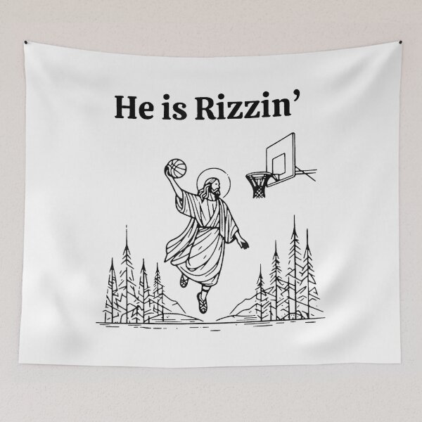 Item preview, He Is Rizzin Funny Basketball Retro Christian Religious designed and sold by GenioFin.