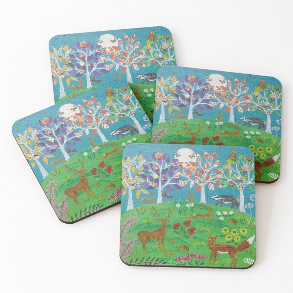 Item preview, A Fox, Stag, Hares, Hedgehogs and a Badger among flowers and Trees designed and sold by Casimirasart.