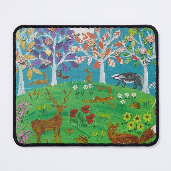 Item preview, A Fox, Stag, Hares, Hedgehogs and a Badger among flowers and Trees designed and sold by Casimirasart.