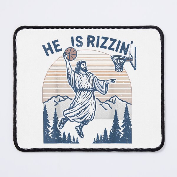 Vista previa del artículo con la obra «Él ha resucitado Rizzin' Pascua Jesús Fe cristiana Baloncesto», diseñado y vendido por GenioFin.