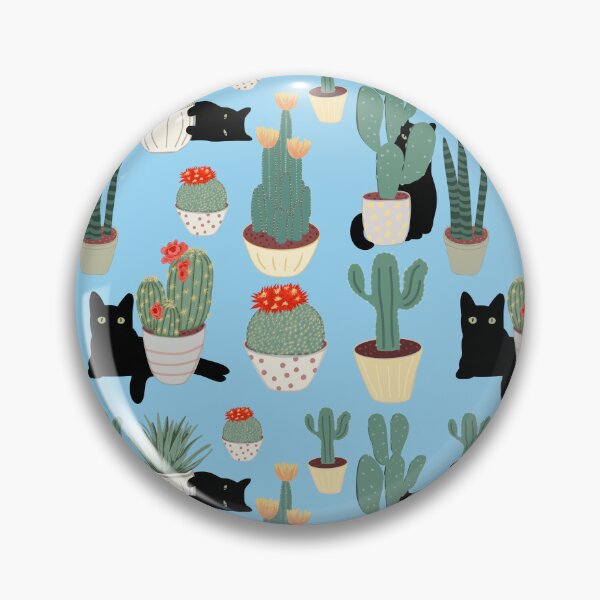 Item preview, Fun Black Cat and Cactus Botanical Floral Animal Pattern designed and sold by suzcreate.