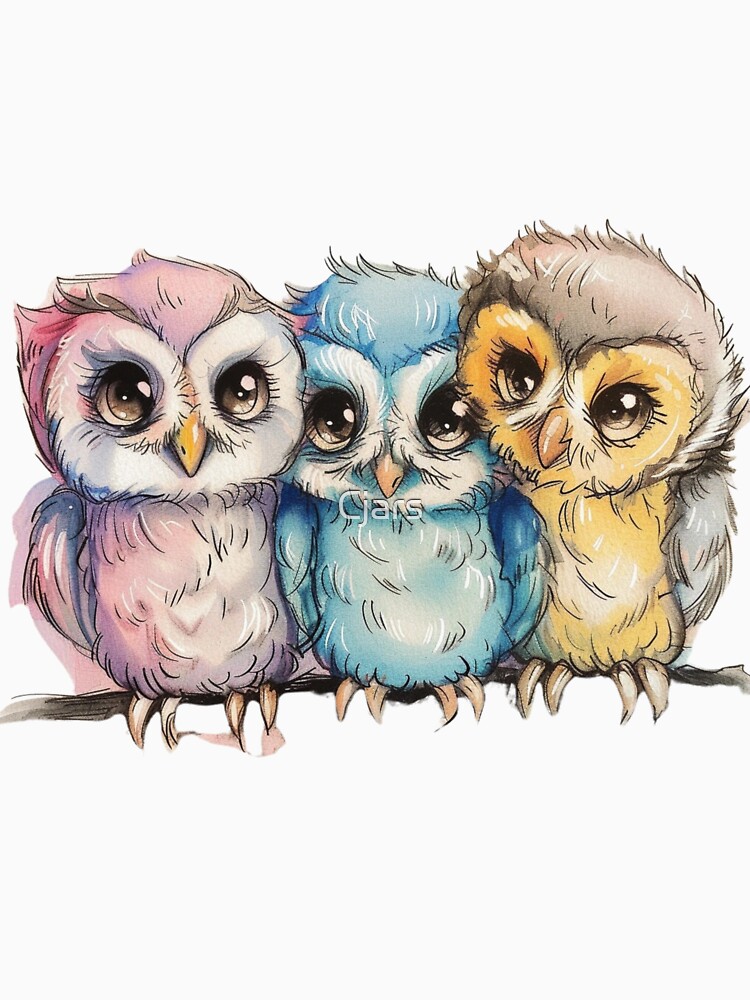 Thumbnail 7 of 7, Classic T-Shirt, Three owls designed and sold by Cjars.