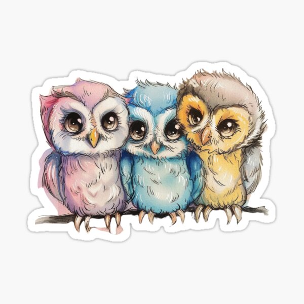 Three owls Sticker