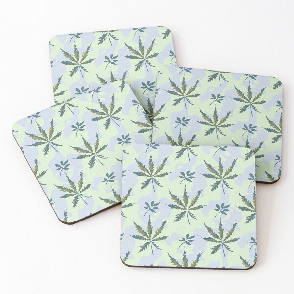 Item preview, Hemp Plant with Light Green Swirling Shapes in Background a Pattern - Minimalist - Vintage Retro Style designed and sold by Loving Nature Gifts.