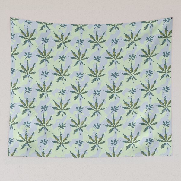 Item preview, Hemp Plant with Light Green Swirling Shapes in Background a Pattern - Minimalist - Vintage Retro Style designed and sold by Loving Nature Gifts.