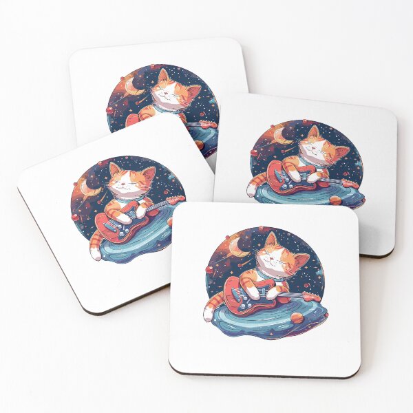 Item preview, Cute Ginger cat with a guitar in space designed and sold by MaateoDesign.