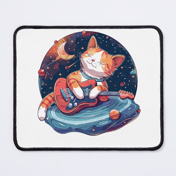 Item preview, Cute Ginger cat with a guitar in space designed and sold by MaateoDesign.