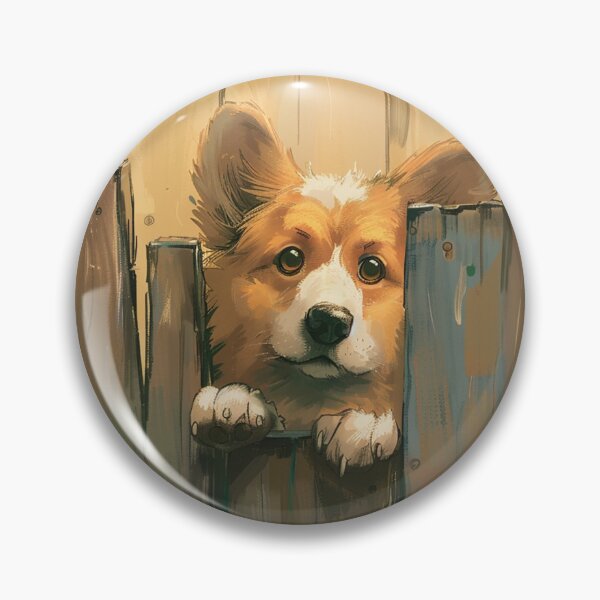 Item preview, Corgi dog looks out of the garden designed and sold by CorgiCuddle.