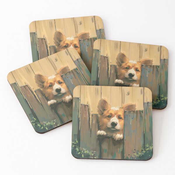 Item preview, Corgi dog looks out of the garden designed and sold by CorgiCuddle.