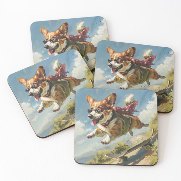 Item preview, Corgi dog rides a skateboard designed and sold by CorgiCuddle.
