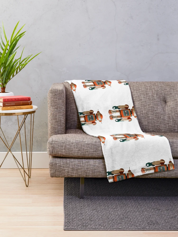 Thumbnail 2 of 6, Throw Blanket, Retro Rugged Robot designed and sold by RENcraft.