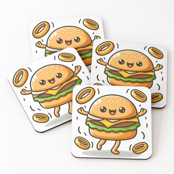 Item preview, Kawaii Burger Dancing With Onion Rings designed and sold by CanvasCutie.