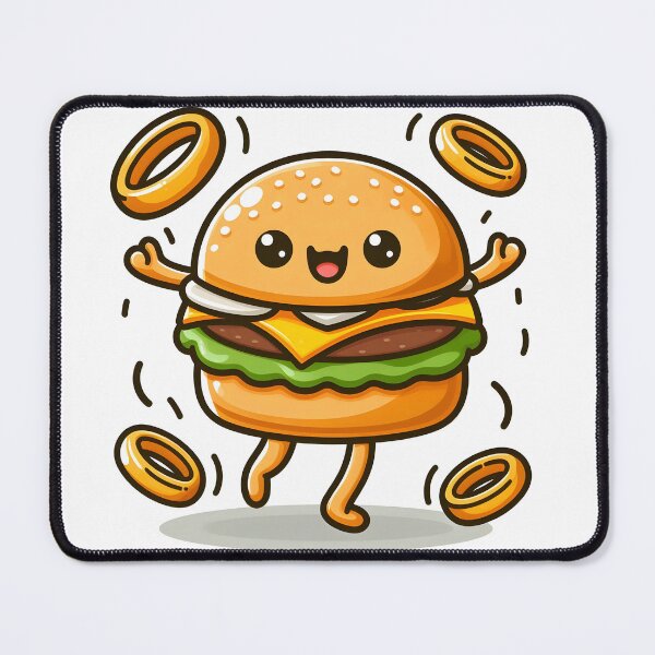 Item preview, Kawaii Burger Dancing With Onion Rings designed and sold by CanvasCutie.
