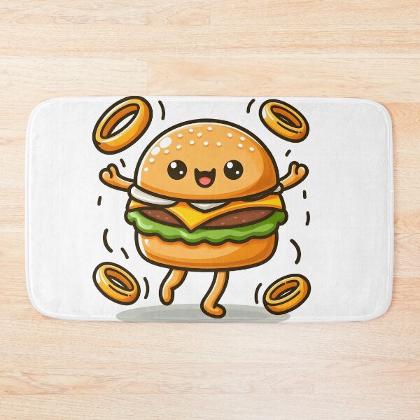 Item preview, Kawaii Burger Dancing With Onion Rings designed and sold by CanvasCutie.