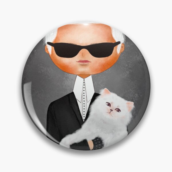 Item preview, Karl Lagerfeld with cat fashion illustration designed and sold by Art-by-Nika.