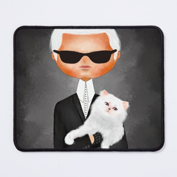 Item preview, Karl Lagerfeld with cat fashion illustration designed and sold by Art-by-Nika.