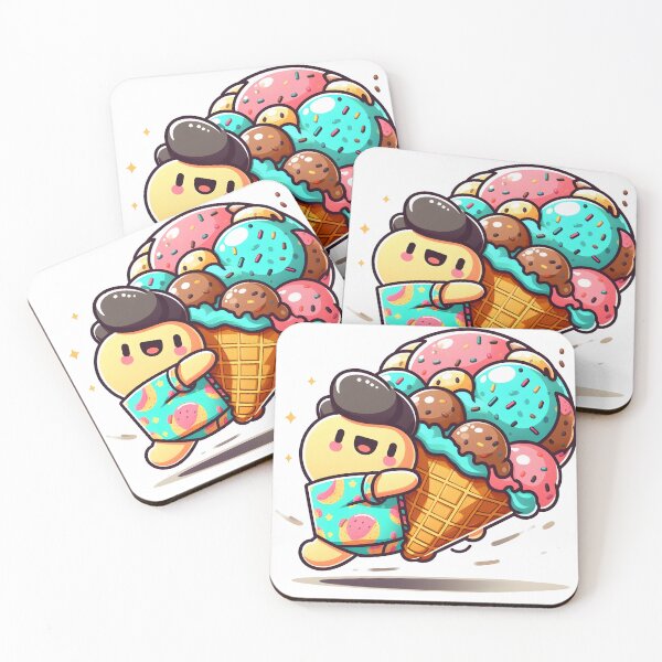 Item preview, Kawaii Dynamic Imp With Ice Cream Patterned Shirt designed and sold by CanvasCutie.