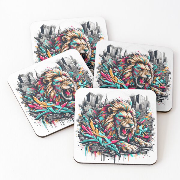 Item preview,  Graffiti Lion Roaring Against a Crumbling Walls and City Skyscrapers designed and sold by Philip-p22.