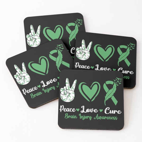 Item preview, Peace Love Cure Brain Injury Awareness TBI Warrior designed and sold by Red-Gifts.
