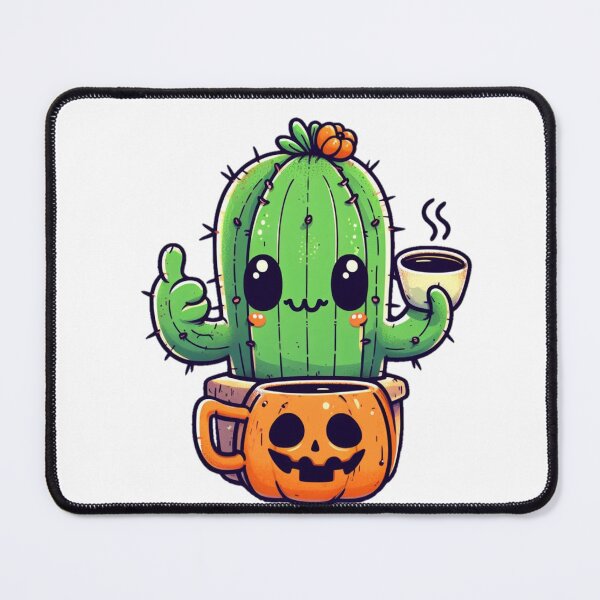 Item preview, Happy cactus with his pumpkin mug. designed and sold by Redmoonshine.