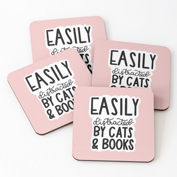 Item preview, easily distracted by cats and books designed and sold by Addbatt.