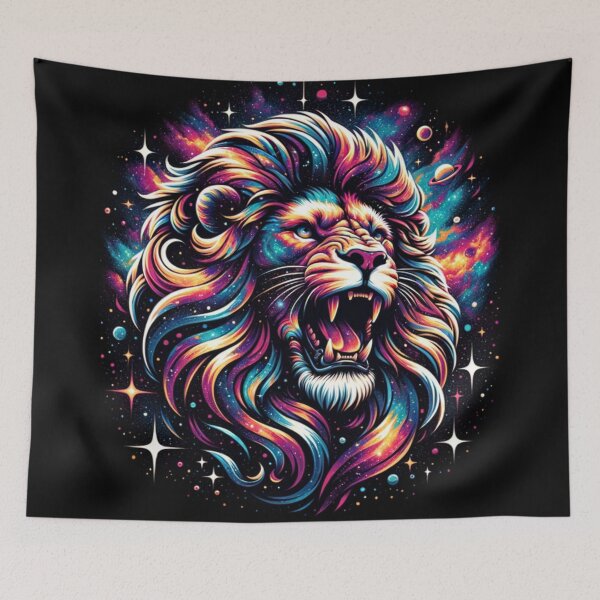 Item preview, Roaring Lion with a Mane Made of Swirling Galaxies  designed and sold by Philip-p22.