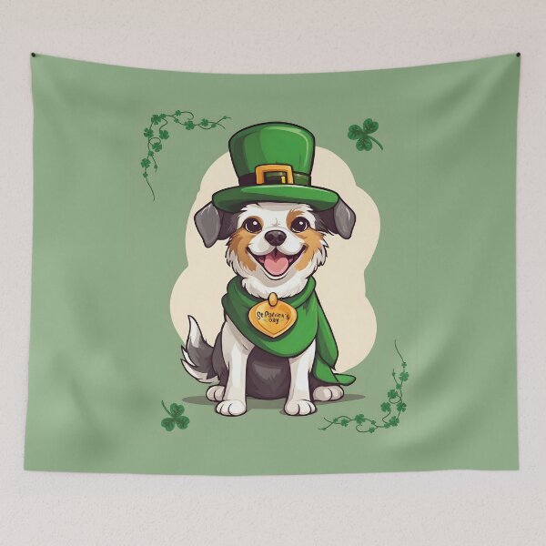 Item preview, Cute dog in st. patrick hat and cape, dog lovers, st.patrick day designed and sold by AnettPr.