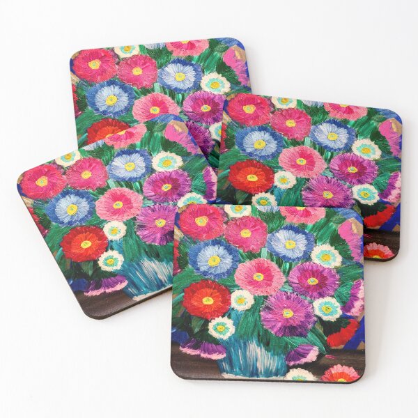Item preview,  flowers set against a multi-color layer background in a tall glass vase  designed and sold by kkartwork.