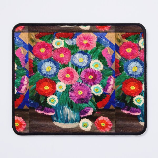 Item preview,  flowers set against a multi-color layer background in a tall glass vase  designed and sold by kkartwork.