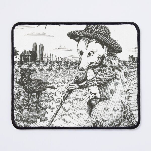 Item preview, Opossum Farmer Pen and Ink Drawing  designed and sold by ChalkleyMatlack.
