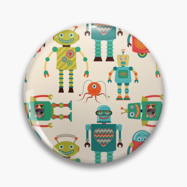 Artikelvorschau, Wunderliches Retro-Robotermuster entworfen und verkauft von sweetbelle.