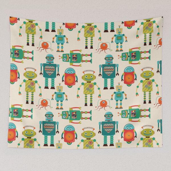 Artikelvorschau, Wunderliches Retro-Robotermuster entworfen und verkauft von sweetbelle.