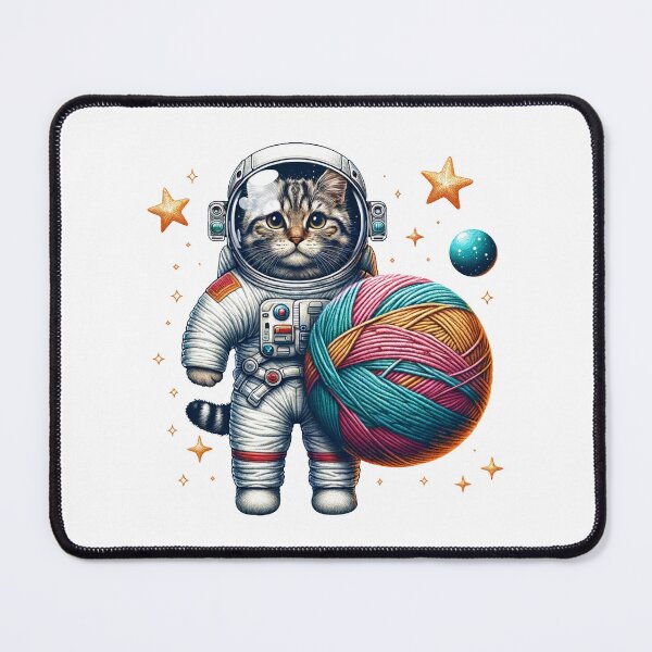 Item preview, Space Cat with Yarn Ball Planet Illustration designed and sold by RetroPop23.