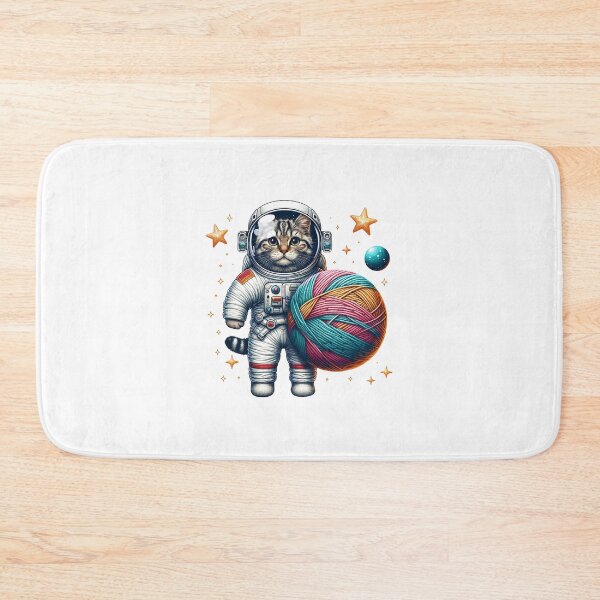 Aperçu de l'œuvre Chat de l'espace avec illustration de la planète boule de fil créée et vendue par RetroPop23.
