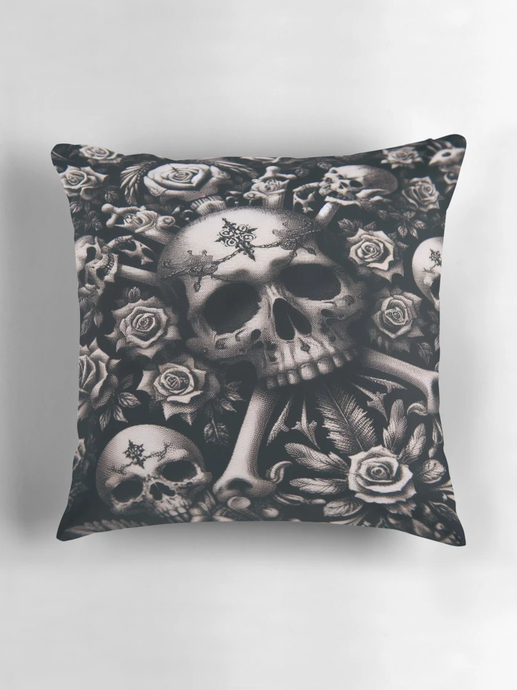 Thumbnail 3 of 4, Pillow, Obsidian Reverie: Gothic Pattern designed and sold by Rui Fernandes.