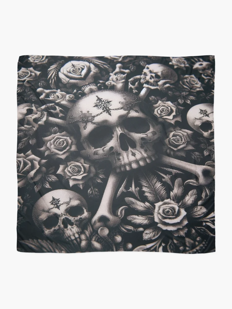 Thumbnail 2 of 3, Scarf, Obsidian Reverie: Gothic Pattern designed and sold by Rui Fernandes.