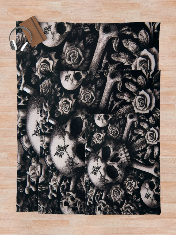 Thumbnail 5 of 6, Throw Blanket, Obsidian Reverie: Gothic Pattern designed and sold by Rui Fernandes.