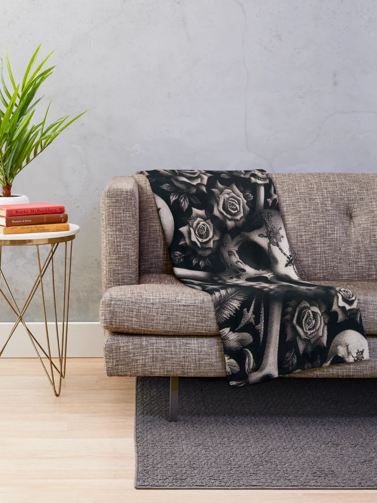 Thumbnail 2 of 6, Throw Blanket, Obsidian Reverie: Gothic Pattern designed and sold by Rui Fernandes.