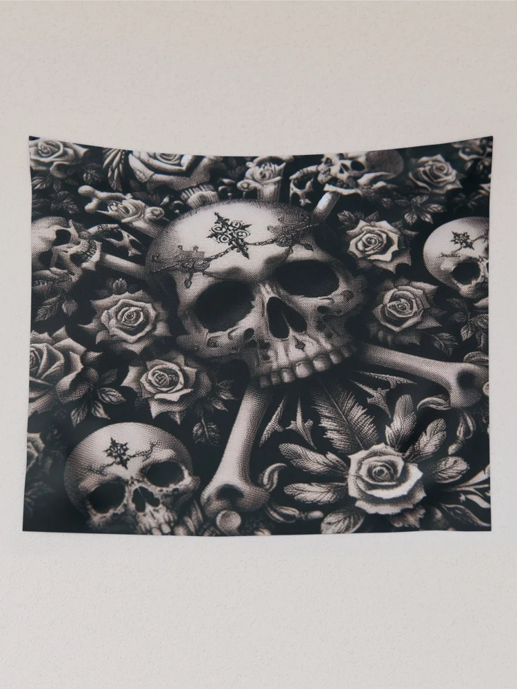 Thumbnail 2 of 3, Tapestry, Obsidian Reverie: Gothic Pattern designed and sold by Rui Fernandes.