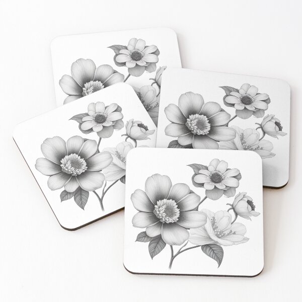 Item preview, Flowers Floral Black White Flower Motif Blossom designed and sold by Frostquest.