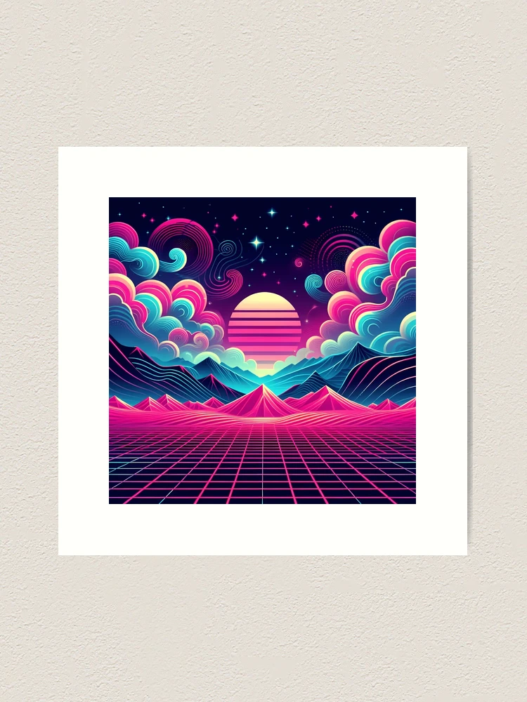 アート・デザイン・音楽 Portraits clouds Painting of a sunset with clouds and a full moon generative