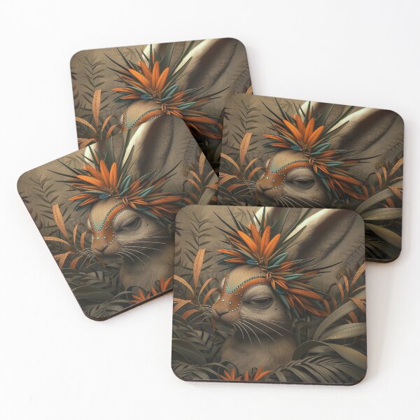 Item preview, Illustration of a little Indian rabbit and tropical flowers and tropical plants. designed and sold by David-CoBo.